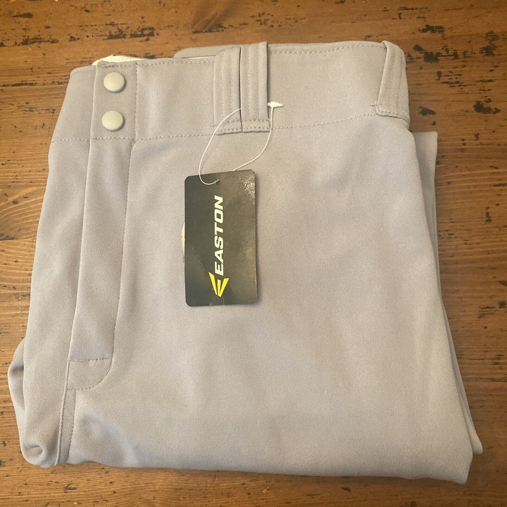 NWT Easton‎ Men's XL Rival Piped Open Cuff Grey Black Pinstripe Baseball Pants